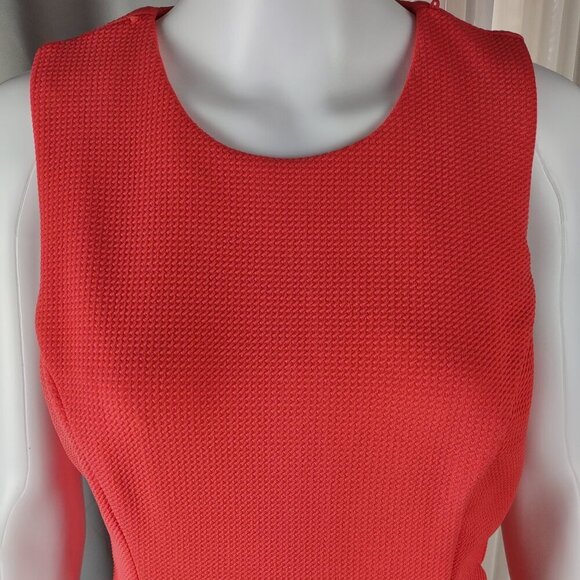 Bisou Bisou Textured Knit Coral Sleeveless Midi Dress w/ Pockets Size 10 - Picture 3 of 12
